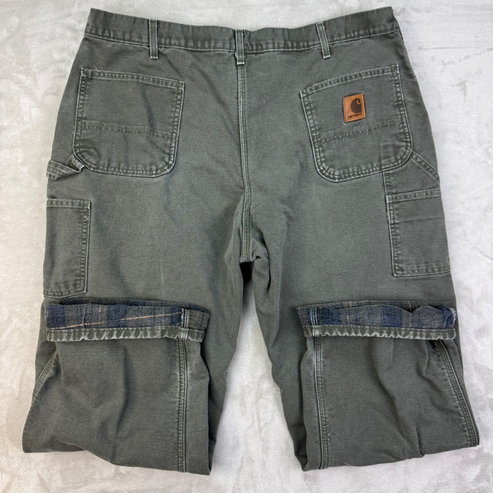 Carhartt Carpenter Pants Mens 40x30 B111MOS Relaxed‎ Work Flannel Lined Vintage